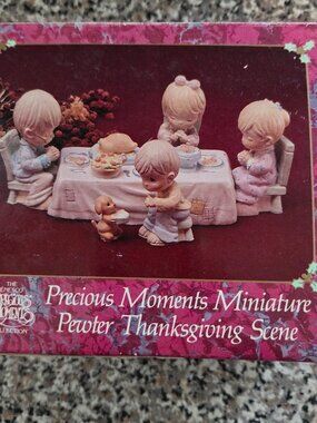 Precious Moments Pewter Thanksgiving Scene 6 Piece 1991 New In Box Item #614602